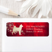 Retouradres Red and Gold Winter Akita Etiket (Insitu)