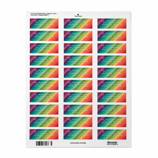 Retouradres regenboogkleuren etiket (Full Sheet)