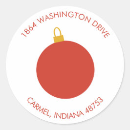 Retouradres rode kerstversiering ronde sticker