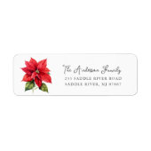 Retouradres rode poinsettia-bloem etiket (Voorkant)