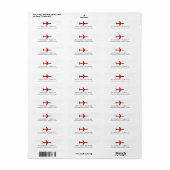 Retouradres rood vliegtuig etiket (Full Sheet)