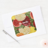 Retouradres  rood wit roze geel Roses Vierkante Sticker (Envelop)