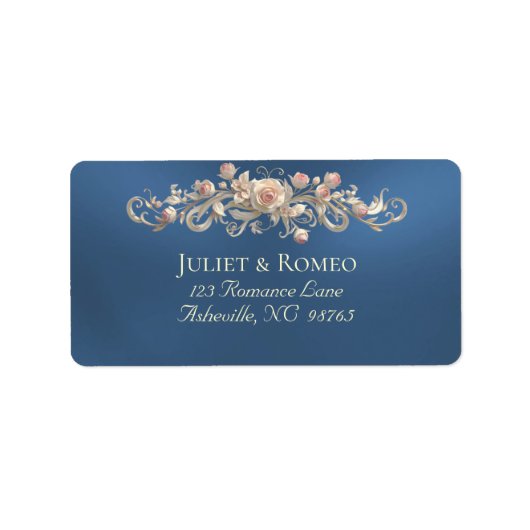Retouradres Rose Scroll - Blauw Etiket (Voorkant)