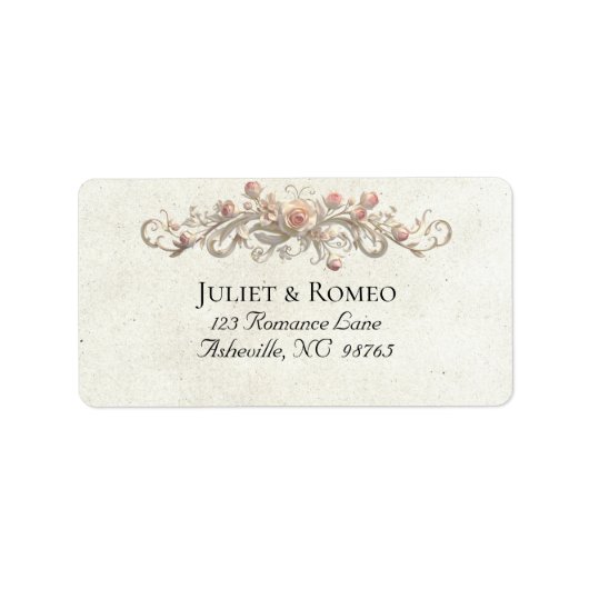 Retouradres Rose Scroll - Crème Etiket (Voorkant)