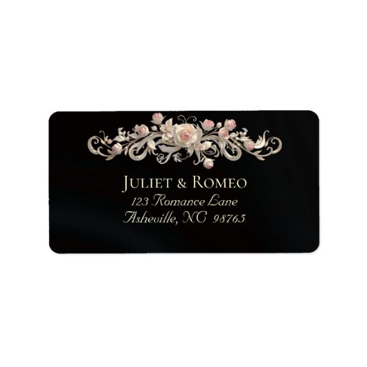 Retouradres Rose Scroll - Zwart Etiket (Voorkant)