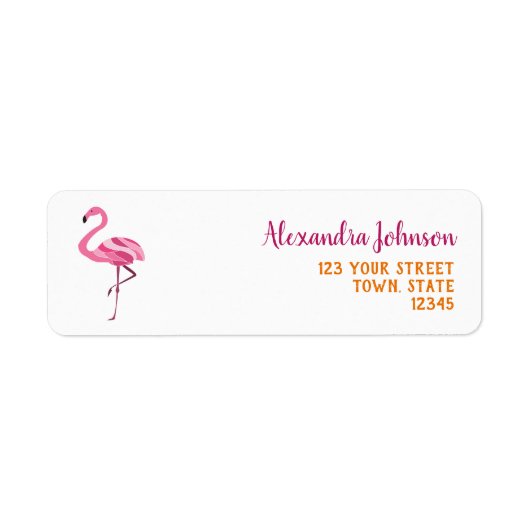 Retouradres Roze Flamingo Etiket (Voorkant)