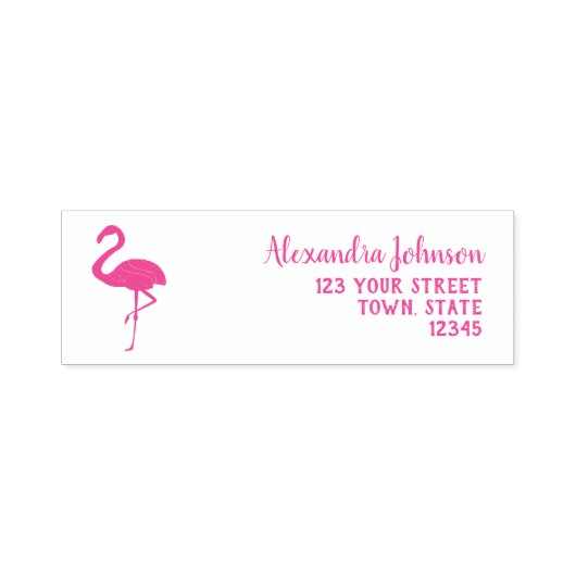 Retouradres Roze Flamingo Zelfinktende Stempel (Design)