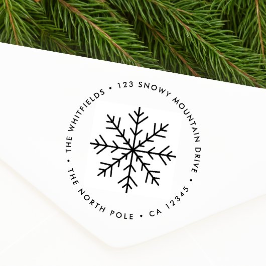 Retouradres rubberen stempel | Kerstsneeuwvlok