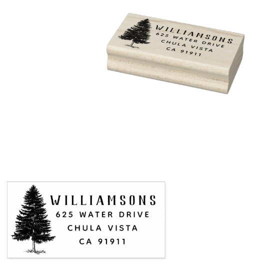 Retouradres Rustige pine Tree-reeks Rubberstempel (Gestempeld)