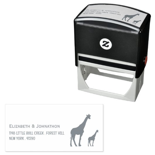 Retouradres Safari-Giraffe Zelfinktende Stempel (In situ)