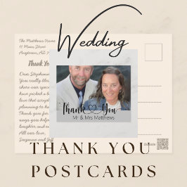 Retouradres Script Huwelijksfoto Bedankt Briefkaart
