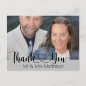 Retouradres Script Huwelijksfoto Bedankt Briefkaart (Voorkant)