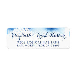 RETOURADRES smart navy blue waterverf Etiket