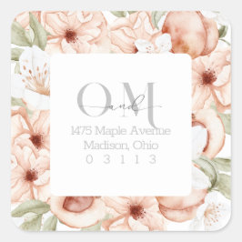 Retouradres | Soft Peach Floral Sticker