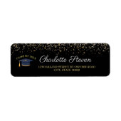 Retouradres Sparkle Black en Gold Afstuderen Etiket (Voorkant)