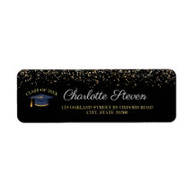 Retouradres Sparkle Black en Gold Afstuderen