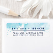 RETOURADRES stijlvol aqua blauw aquarel Etiket (Insitu)