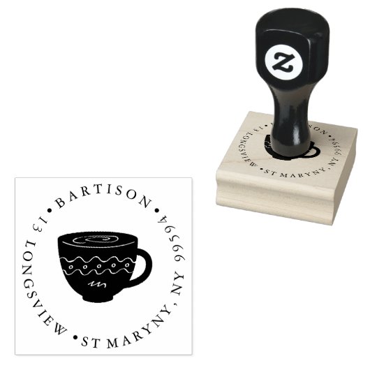 RETOURADRES TEACUP ROUND RUBBERSTEMPEL (Gestempeld)