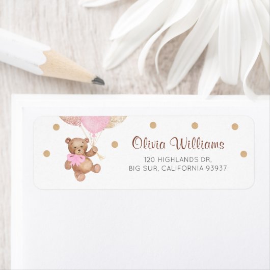 Retouradres Teddy Bear Baby Shower Etiket (Insitu)