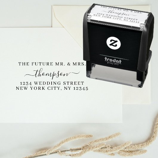 Retouradres Toekomst Mr. Mrs Wedding Minimalist Zelfinktende Stempel