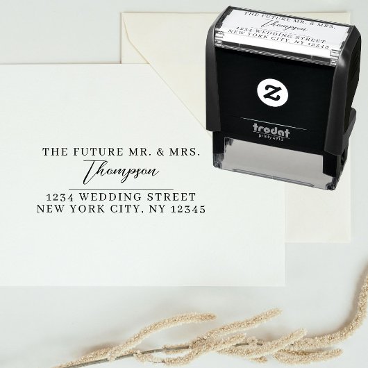 Retouradres Toekomstige Mr. Mrs Wedding Script Zelfinktende Stempel