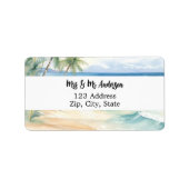 Retouradres tropisch strand etiket (Voorkant)