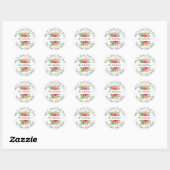 Retouradres tropische bloemen ronde sticker (Vel)