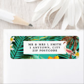 Retouradres tropische flamingo etiket (Insitu)