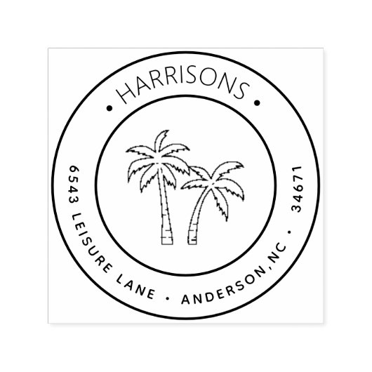 Retouradres tropische handpalmen zelfinktende stempel (Design)