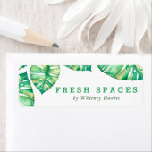 RETOURADRES tropische waterverf monstera leaf Etiket (Insitu)