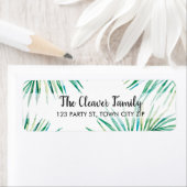 RETOURADRES tropische waterverf palmblad Etiket (Insitu)