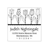Retouradres Tulip Floral Elegant Script Rubberstempel (Afrduk)