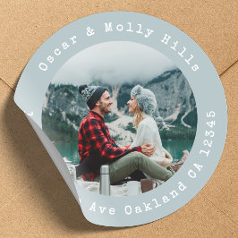 Retouradres Uw foto klassieke ronde sticker