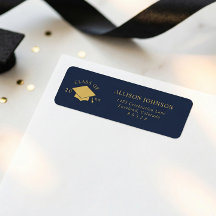 Retouradres van afstudeermuts marine
