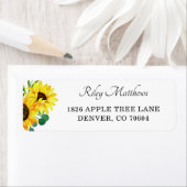 Retouradres van Bright Sunflower Floral Wedding Etiket (Insitu)