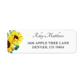 Retouradres van Bright Sunflower Floral Wedding Etiket (Voorkant)