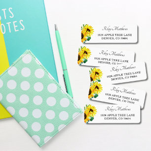 Retouradres van Bright Sunflower Floral Wedding Etiket
