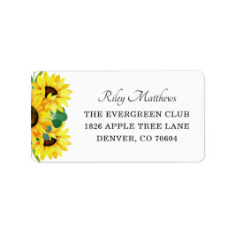 Retouradres van Bright Yellow Sunflower Wedding Etiket