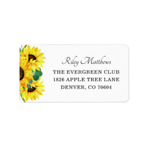 Retouradres van Bright Yellow Sunflower Wedding Etiket