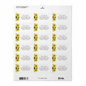 Retouradres van Bright Yellow Sunflower Wedding Etiket (Full Sheet)