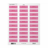 Retouradres van de laatste roze en rode naam etiket (Full Sheet)