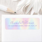 Retouradres van het pastelregenboogcalligrafische  etiket (Insitu)