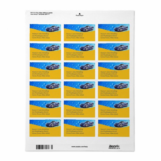 Retouradres van label voor automatische details (Full Sheet)