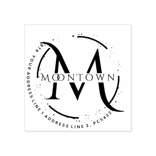 Retouradres van logo Elegant Monogram Rubberstempel (Afrduk)
