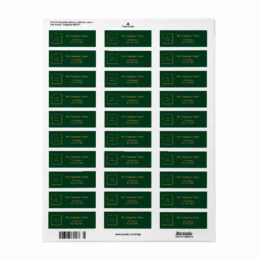 Retouradres van logo van Emerald Green Etiket (Full Sheet)