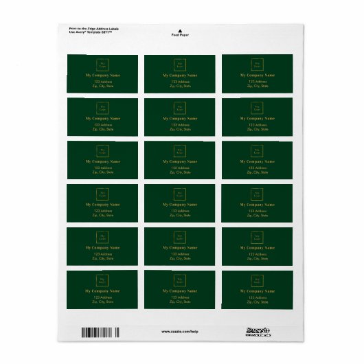 Retouradres van logo van Emerald Green Etiket (Full Sheet)