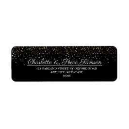 Retouradres van Sparkle Black en Gold Wedding Etiket