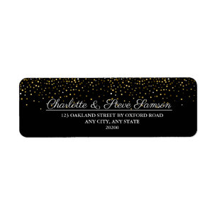 Retouradres van Sparkle Black en Gold Wedding Etiket