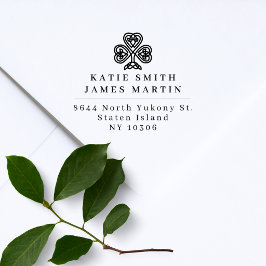 Retouradres Vintage Shamrock Twee Achternamen Rubberstempel
