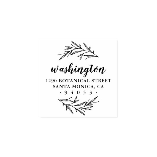 Retouradres voor aangepaste Laurel-tak Rubberstempel (Afrduk)